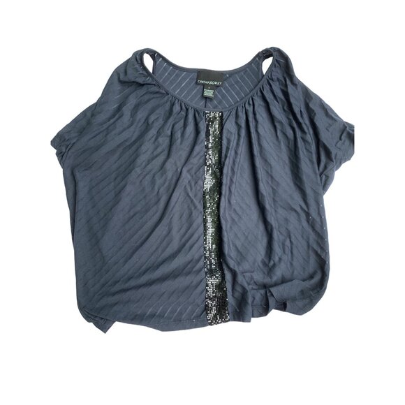 Women's Cynthia Rowley Cold Shoulder Sequins Black Top* Blouse*EUC *Large - Picture 5 of 8
